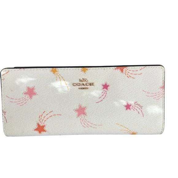 Coach Slim Wallet w/ Shooting Stars Print CF330 (Chalk/Gold/ Multicolor) - Picture 1 of 7